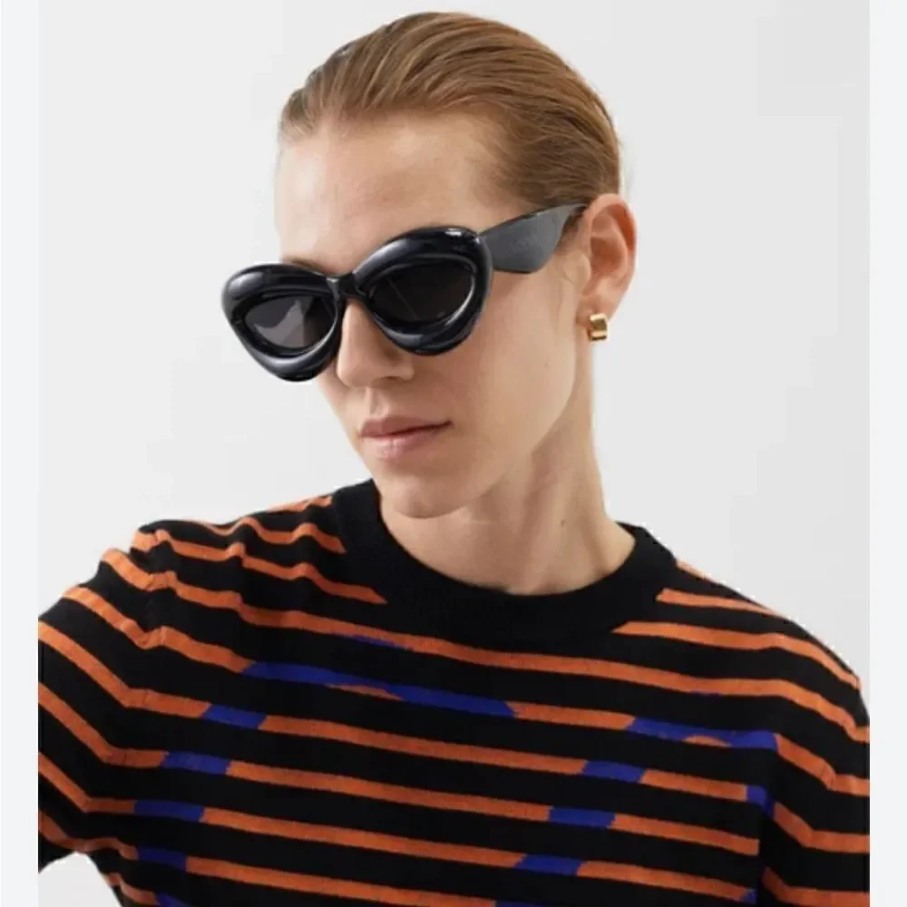 Inflated Cat Eye Black Sunglasses